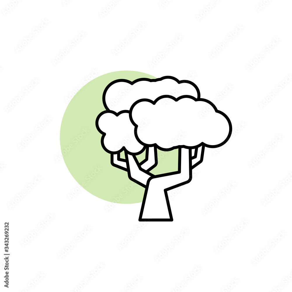 Tree, plant icon. Simple line, outline vector elements of flora with green circle for ui and ux, website or mobile application Tree, plant icon. Simple line, outline vector elements of flora with green circle for ui and ux, website or mobile application