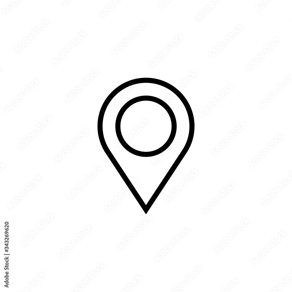 Location icon on the map in outline style on white background Location icon on the map in outline style on white background