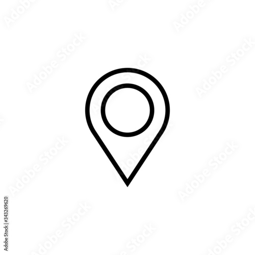 Location icon on the map in outline style on white background