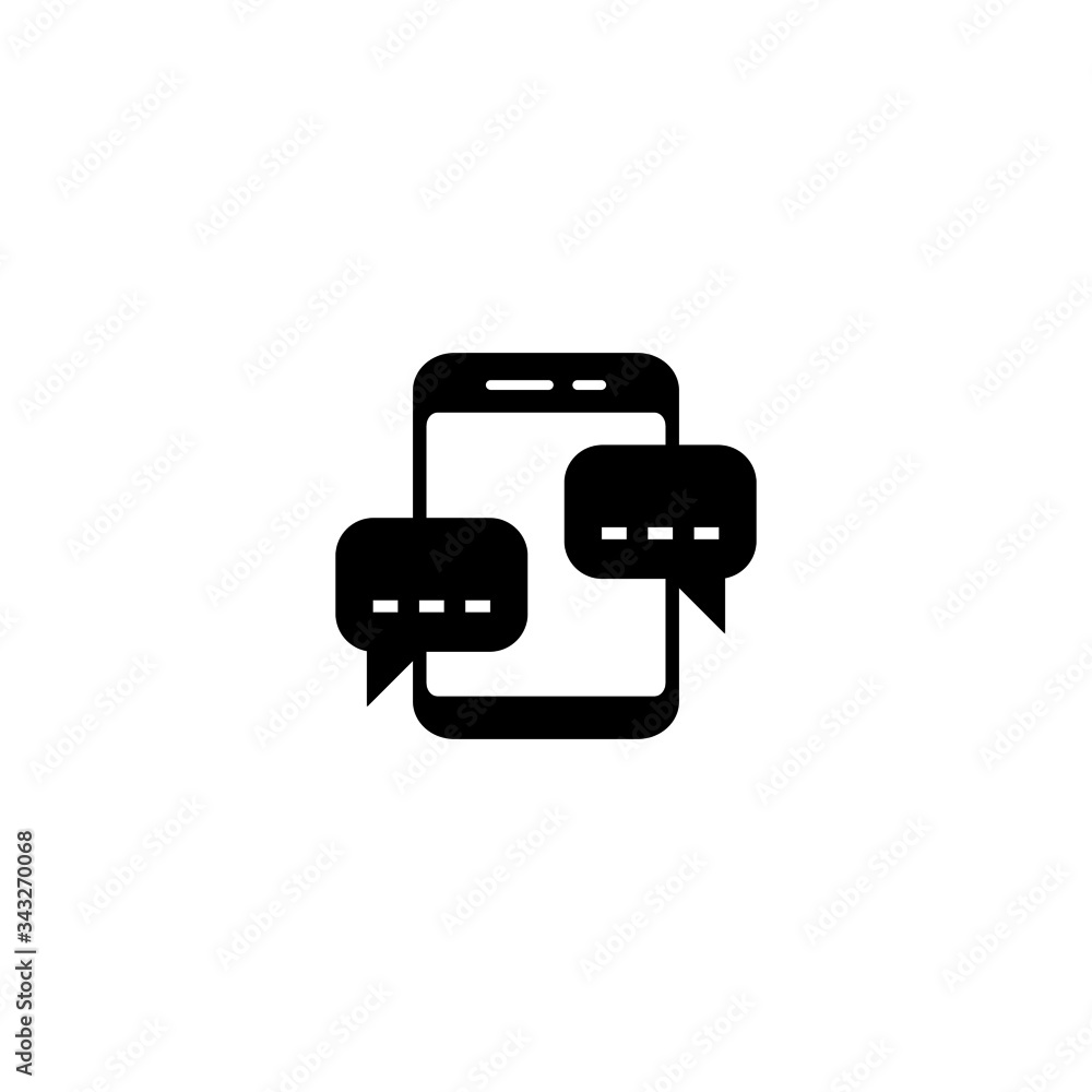 Dialogue Icon in black flat design on white background, Line Chat symbol for your web site design, logo, app, UI Dialogue Icon in black flat design on white background, Line Chat symbol for your web site design, logo, app, UI