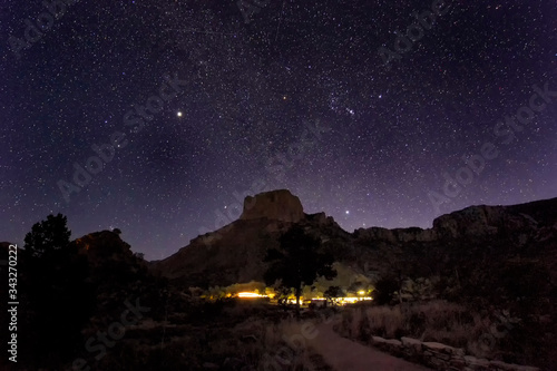 Night skies over Casa Grande from Chisos Basin;  Big Bend NP;  Texas photo