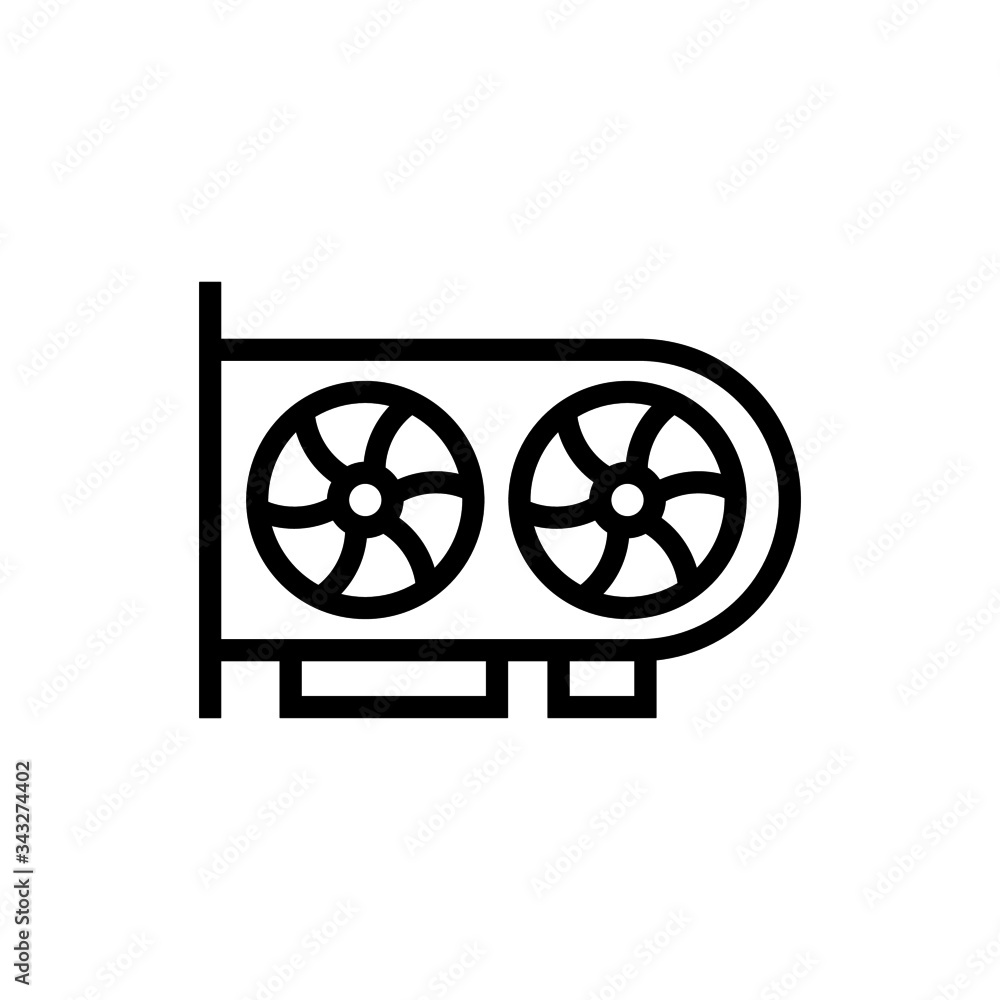 Computer Video Card icon in outline style on white background
