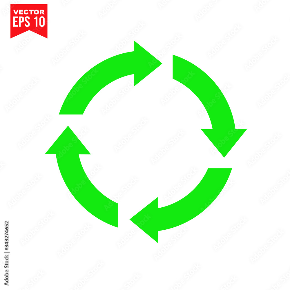 vector illustration of a recycling symbol with arrows Icon symbol Flat vector illustration for graphic and web design.