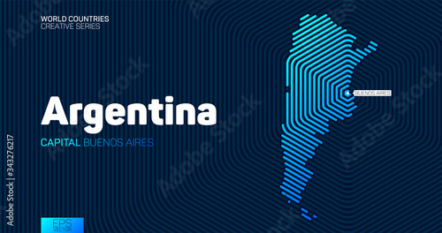 Abstract map of Argentina with hexagon lines
