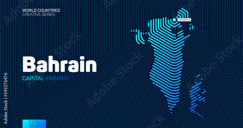 Abstract map of Bahrain with hexagon lines