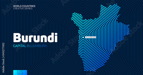 Abstract map of Burundi with hexagon lines