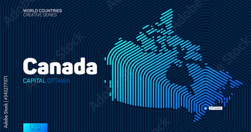 Abstract map of Canada with hexagon lines