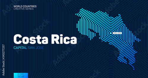 Abstract map of Costa Rica with hexagon lines