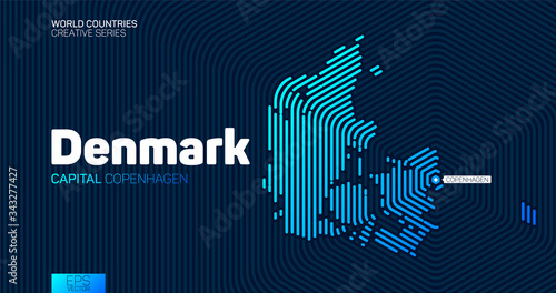 Abstract map of Denmark with hexagon lines