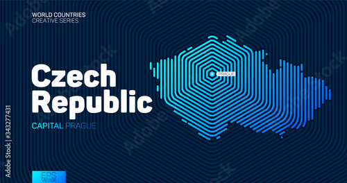 Abstract map of Czech Republic with hexagon lines