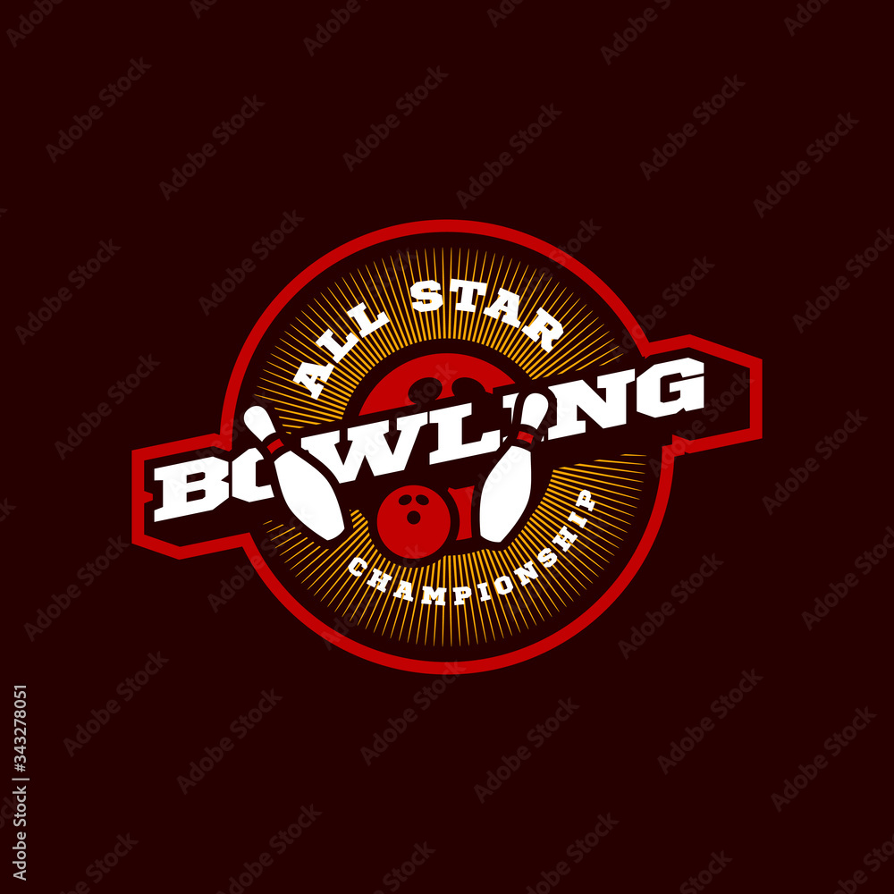 Bowling vector logo. Modern professional Typography sport retro style vector emblem and template logotype design. Bowling blue logo. Bowling vector logo. Modern professional Typography sport retro style vector emblem and template logotype design. Bowling blue logo.