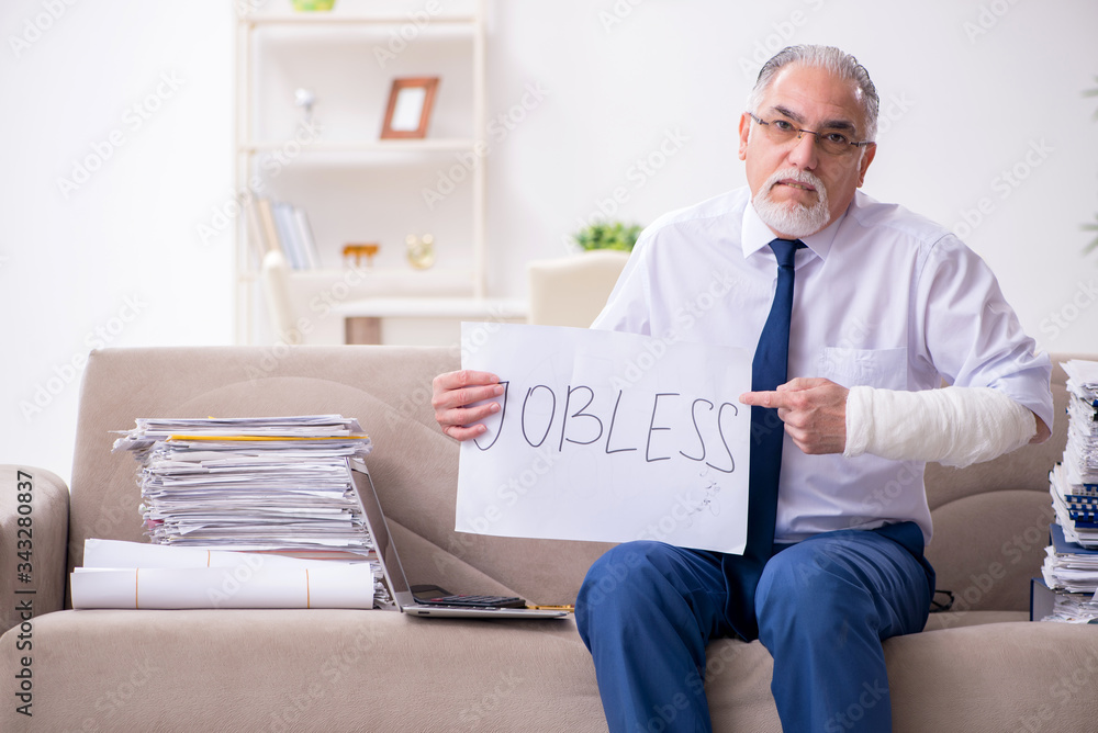 Aged businessman employee working from house Aged businessman employee working from house