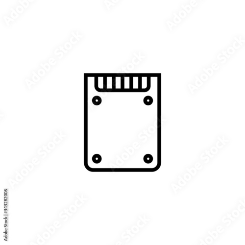 Outline solid state disk icon, SSD symbol in outline style on white background