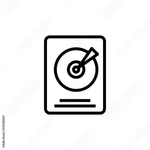 Hard disk icon, Hdd symbol in outline style on white background