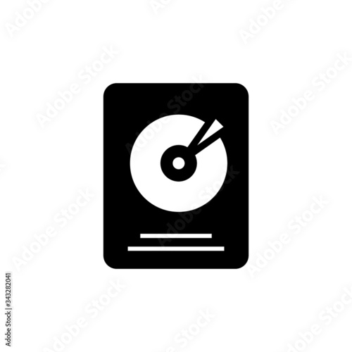Hard disk icon, Hdd symbol in black flat design on white background