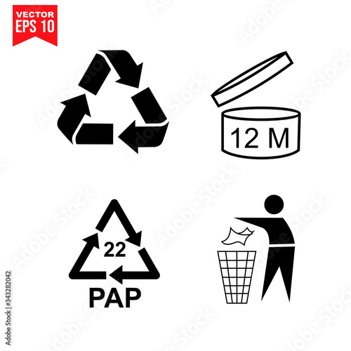vector set of recycle icons Icon symbol Flat vector illustration for graphic and web design.
