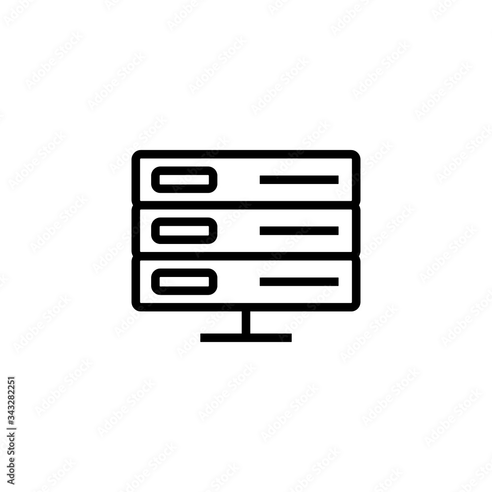Computer Server icon in outline style on white background Computer Server icon in outline style on white background
