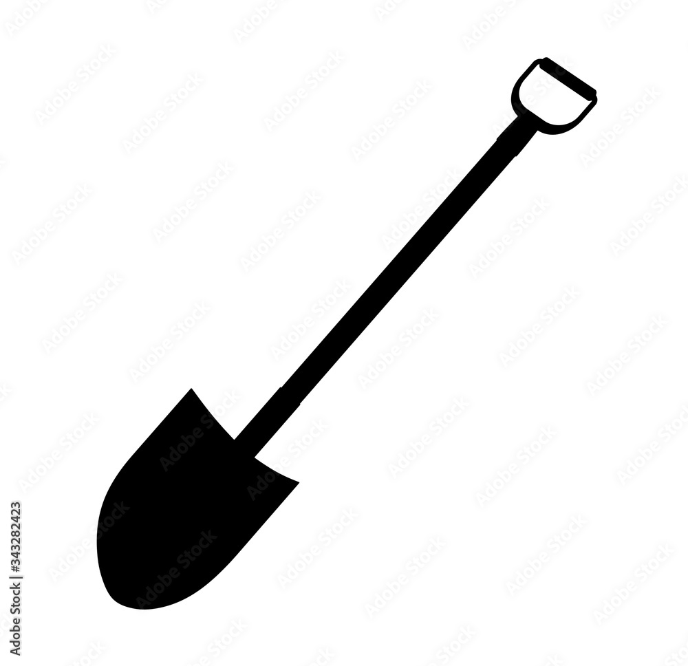 Shape of shovel in white background. Illustration.