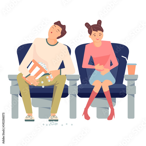 Sleepy people during boring movie