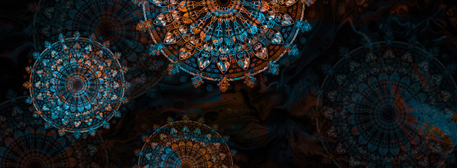 mandala colorful vintage art, ancient Indian vedic background design, old painting texture with multiple mathematical shapes