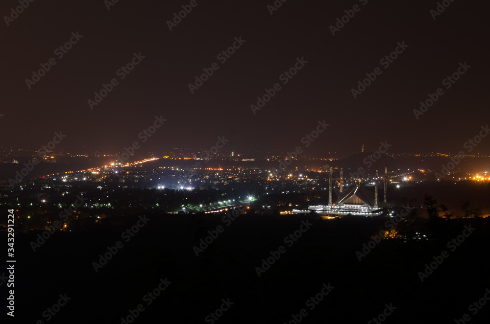 View of Islamabad City at Night View from Daman-e-Koh, Islamabad, Pakistan