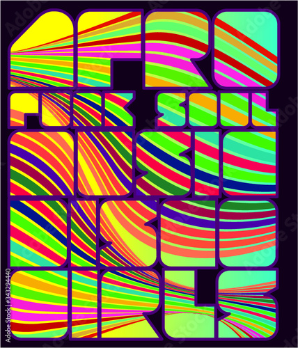 Disco funk soul music printing and embroidery graphic design vector art
