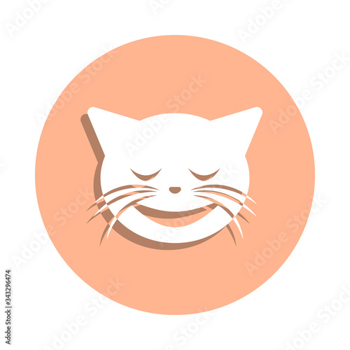 Relieved cat badge icon. Simple glyph, flat vector of cat smile icons for ui and ux, website or mobile application