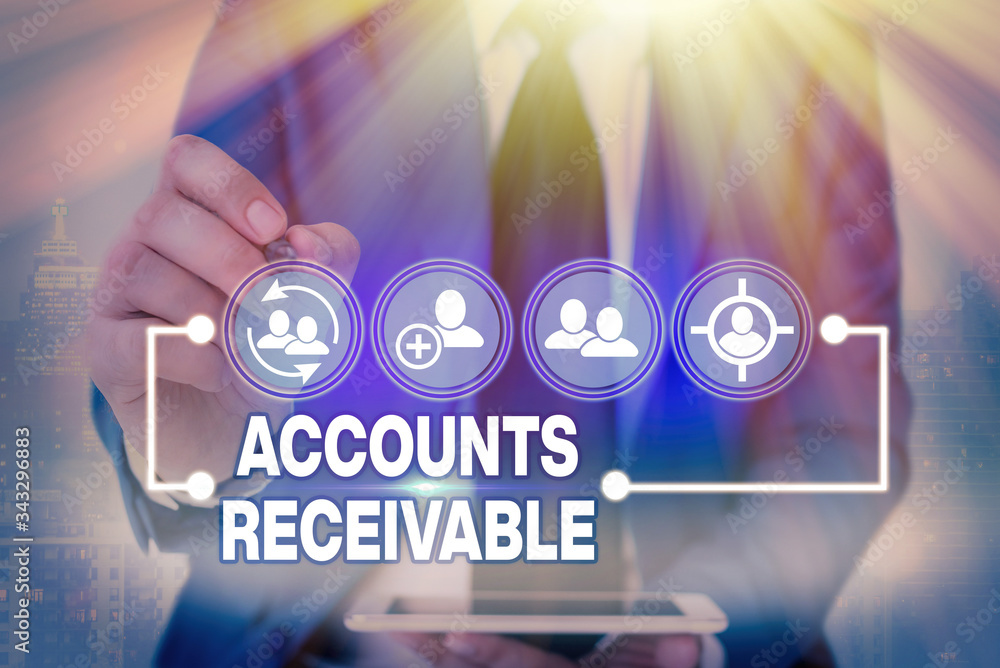 Handwriting text writing Accounts Receivable. Conceptual photo Legal Claim of Payment Money Owed to by Debtors