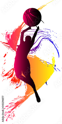 Basketball sports print embroidery graphic design vector art