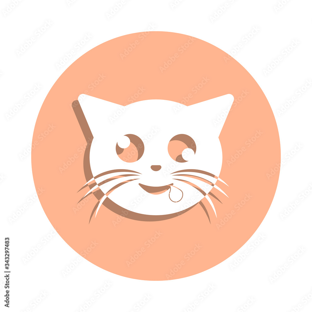 Young sick cat badge icon. Simple glyph, flat vector of cat smile icons for ui and ux, website or mobile application Young sick cat badge icon. Simple glyph, flat vector of cat smile icons for ui and ux, website or mobile application