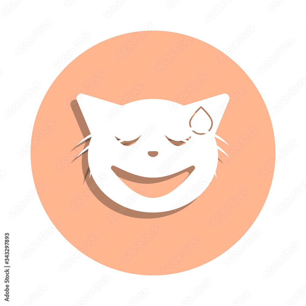 At last, tired cat badge icon. Simple glyph, flat vector of cat smile icons for ui and ux, website or mobile application At last, tired cat badge icon. Simple glyph, flat vector of cat smile icons for ui and ux, website or mobile application
