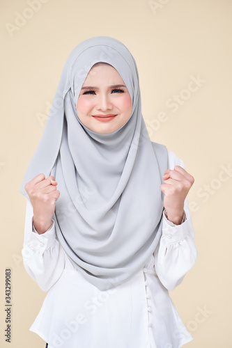 Isolated of Women wearing scarf with variety face expression
