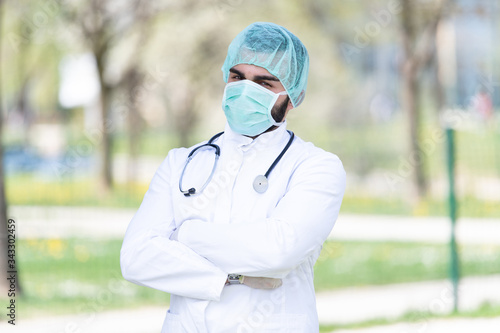 Portrait of a Doctor With Mask and Gloves photo