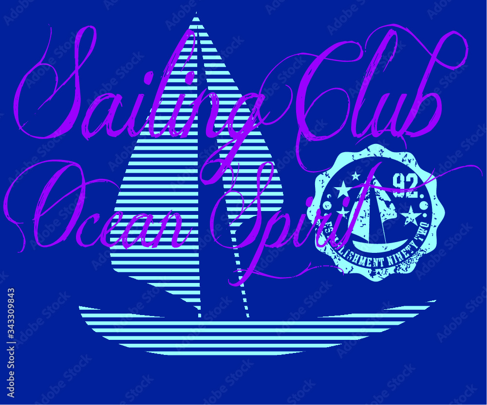 Nautical print and embroidery graphic design vector art