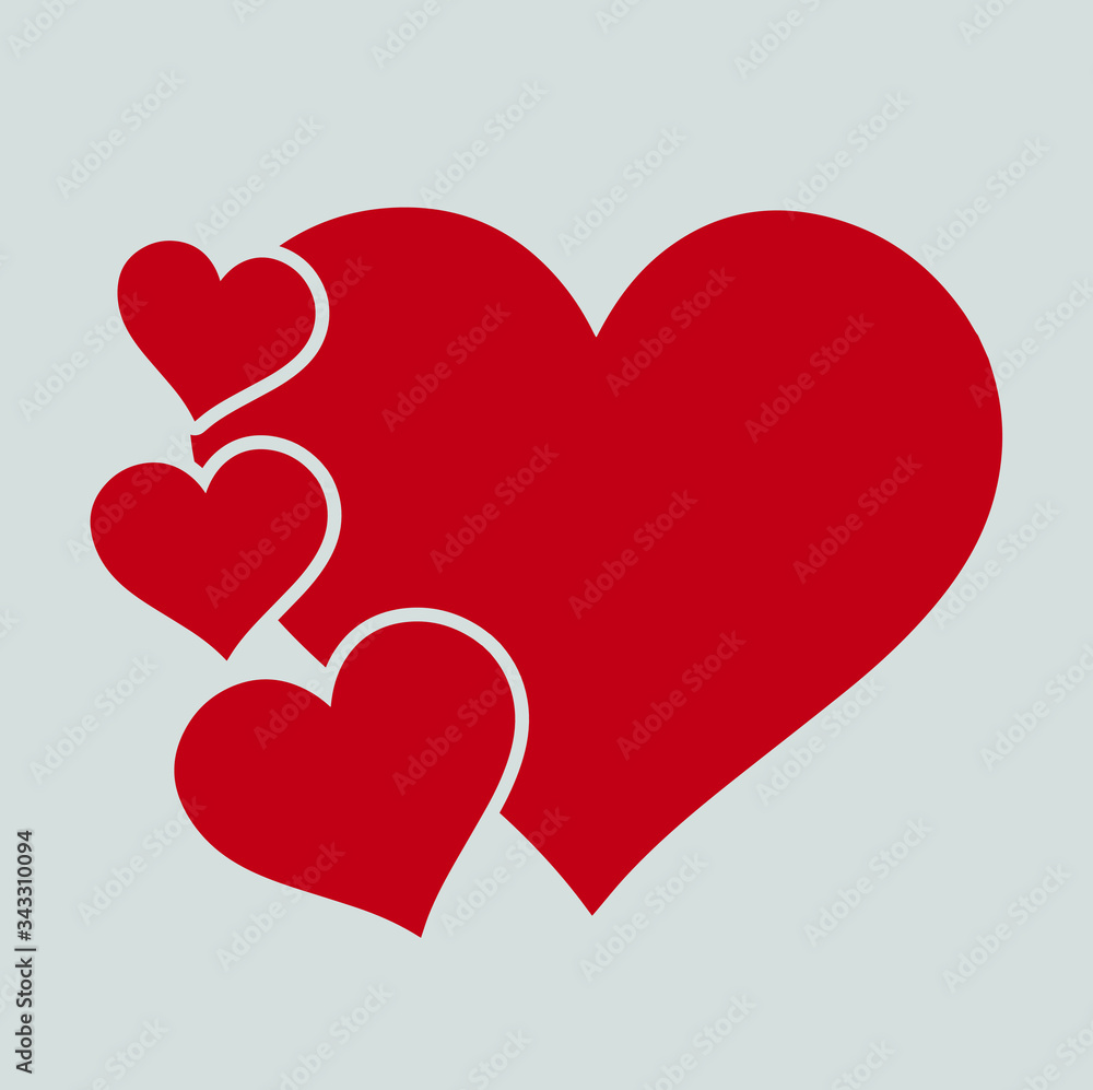 Four heart symbols stacked on a gray background Four heart symbols stacked on a gray background