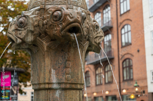 Ancient fountain in Copenhague, Denmark