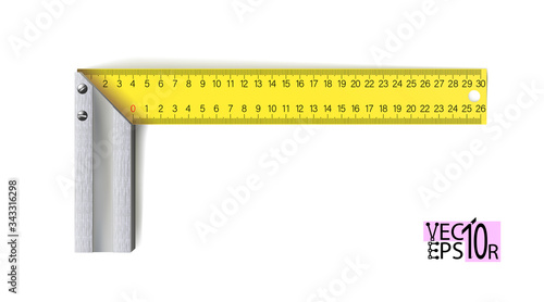 Construction carpentry triangle or steel square tool isolated on a white background. Vector illustration.