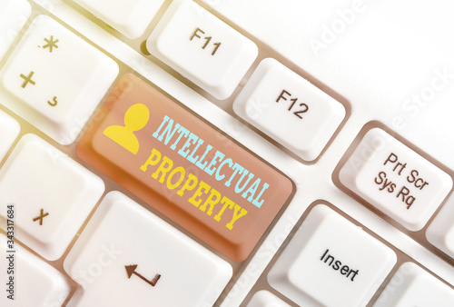 Text sign showing Intellectual Property. Business photo showcasing Protect from Unauthorized use Patented work or Idea
