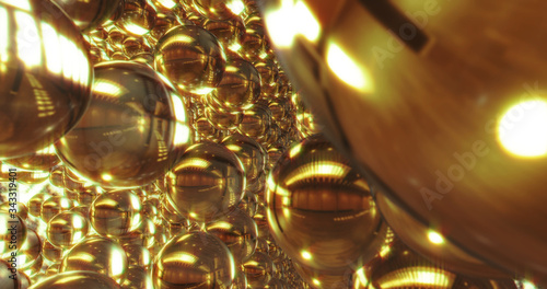 Abstract 3D graphics Background with golden pills. 3D renderinging