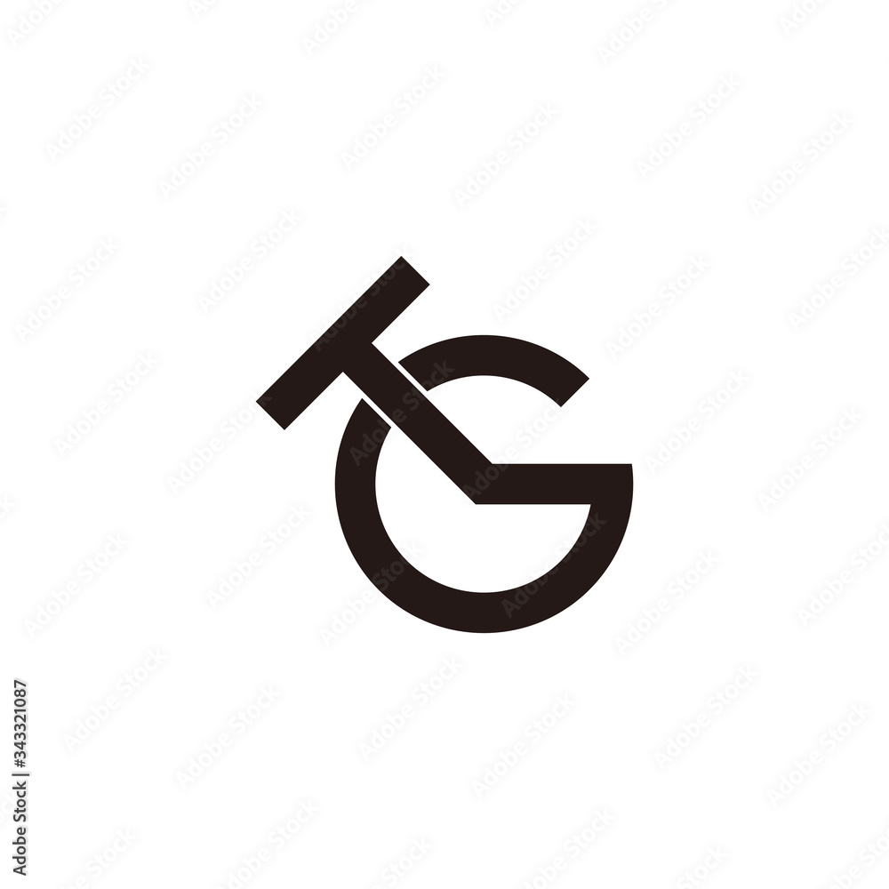 letter tg simple round overlapping geometric line symbol logo vector letter tg simple round overlapping geometric line symbol logo vector