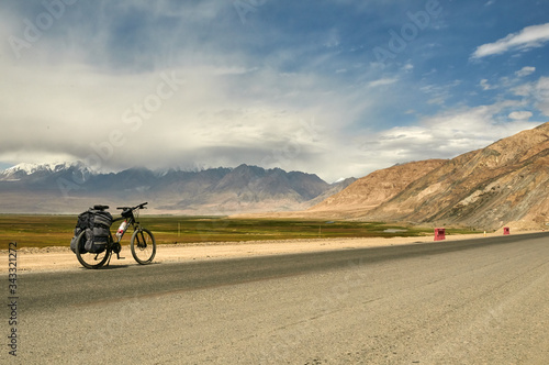Bicycle on the Karakoram highway, China