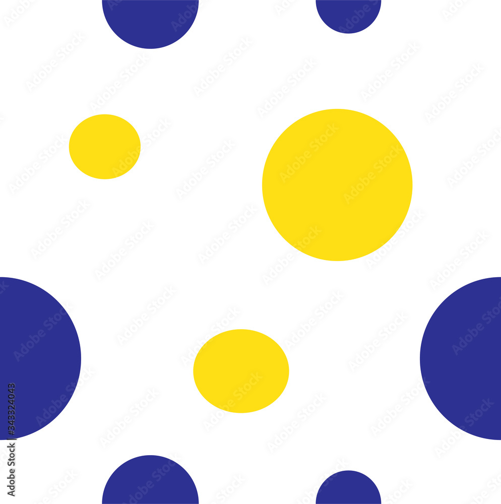 seamless pattern with yellow and blue circles isolated on a white background for fabric and Wallpaper
