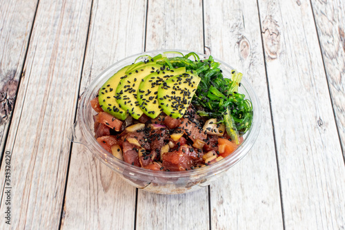 Poke bowl of fresh fish and vegetables