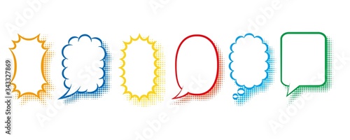 吹き出しセット　ハーフトーンの影