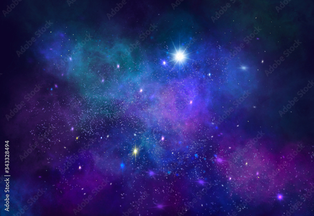 A Blue Nebula Starry Night Sky