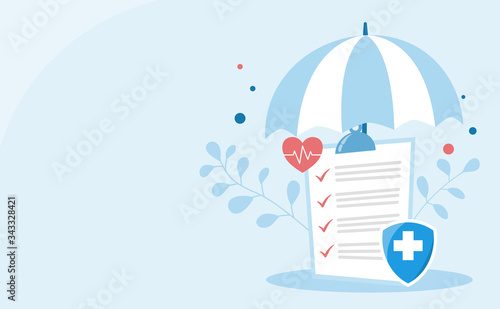 Health insurance concept.Healthcare, finance and medical service. Vector illustration about health insurance.