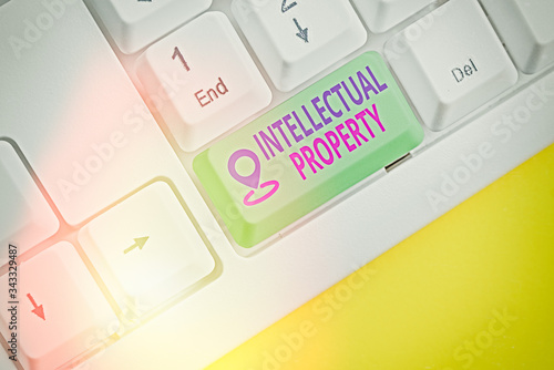 Word writing text Intellectual Property. Business photo showcasing Protect from Unauthorized use Patented work or Idea