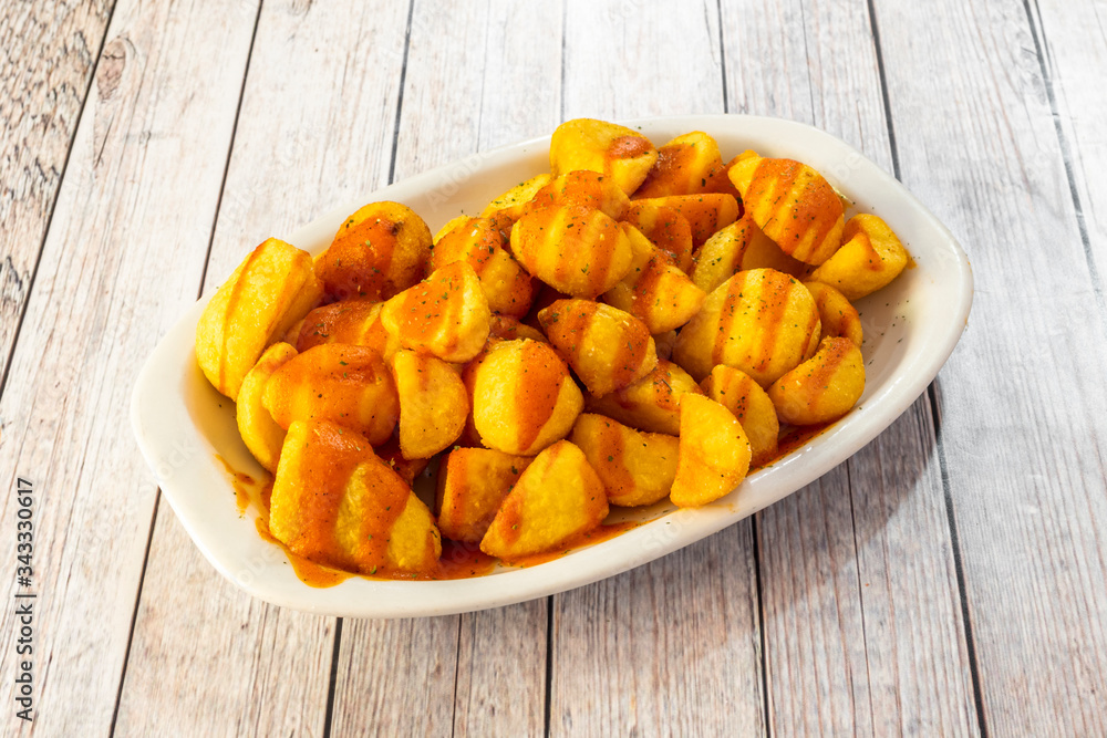 Patatas bravas typical of Spain Patatas bravas typical of Spain