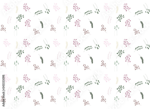 pattern with abstract flowers of neutral colors on a white background