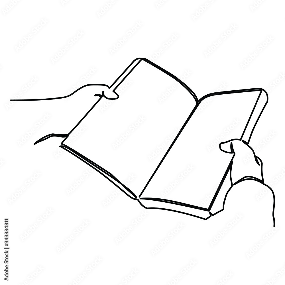 one continuous line drawing holding opened book one continuous line drawing holding opened book